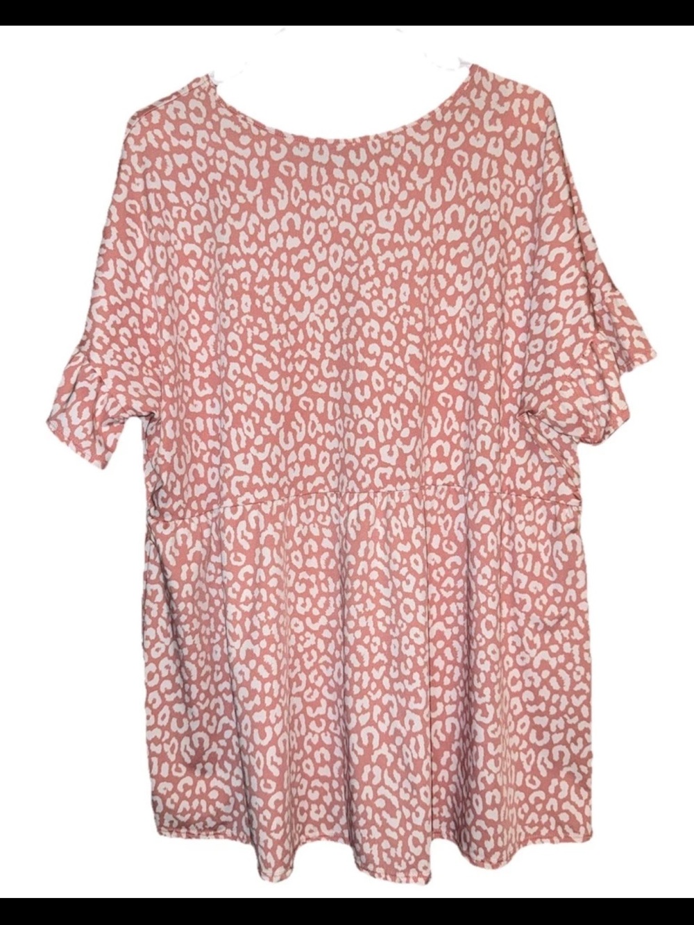 NWOT Chic Soul Pink Leopard Ruffle Sleeve Babydoll Top - 2XL